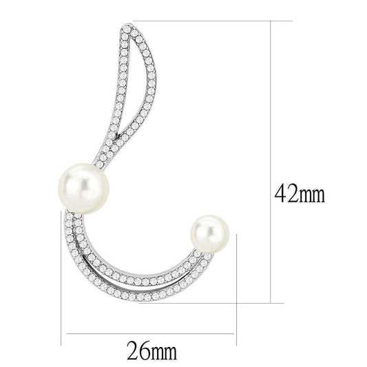 Alamode High polished (no plating) Stainless Steel Earrings with Synthetic Pearl in White - Alamode - Flyclothing LLC
