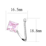 Alamode High polished (no plating) Stainless Steel Earrings with Top Grade Crystal in Light Rose - Alamode