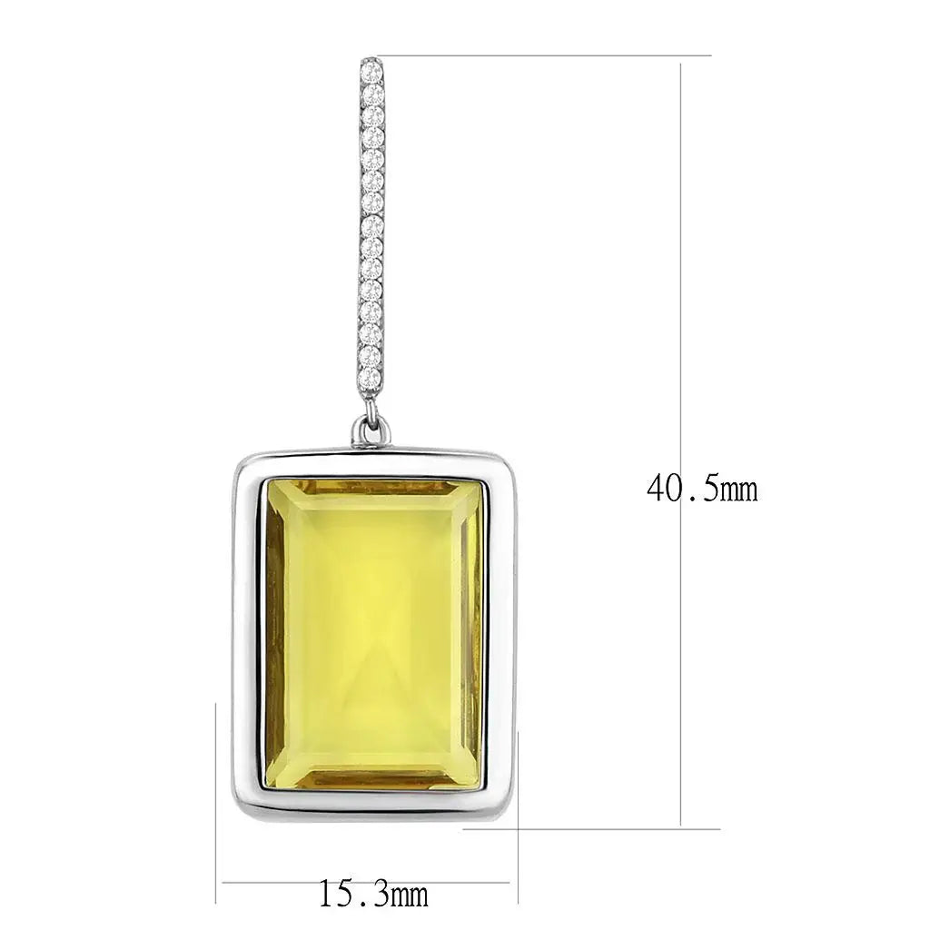 Alamode High polished (no plating) Stainless Steel Earrings with Top Grade Crystal in Topaz - Alamode - Flyclothing LLC