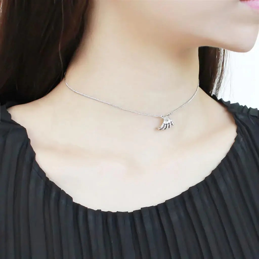 Alamode High polished (no plating) Stainless Steel Chain Pendant with AAA Grade CZ in Clear - Alamode - Flyclothing LLC