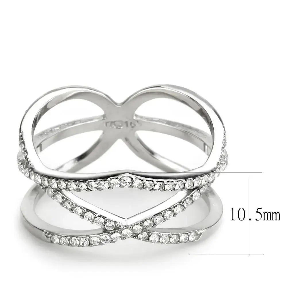 Alamode High polished (no plating) Stainless Steel Ring with AAA Grade CZ in Clear - Alamode - Flyclothing LLC