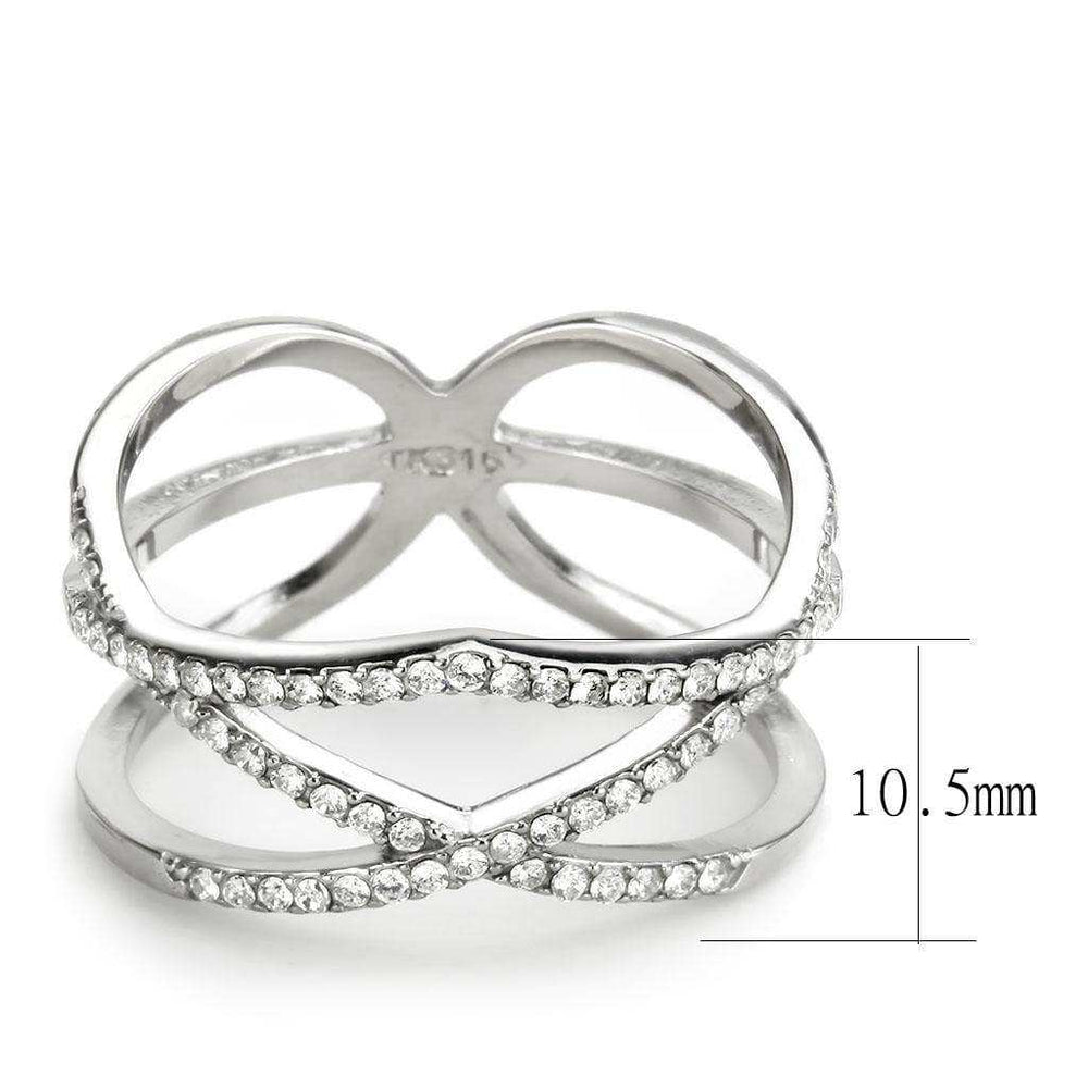 Alamode High polished (no plating) Stainless Steel Ring with AAA Grade CZ in Clear - Alamode - Flyclothing LLC