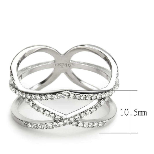 Alamode High polished (no plating) Stainless Steel Ring with AAA Grade CZ in Clear - Alamode - Flyclothing LLC