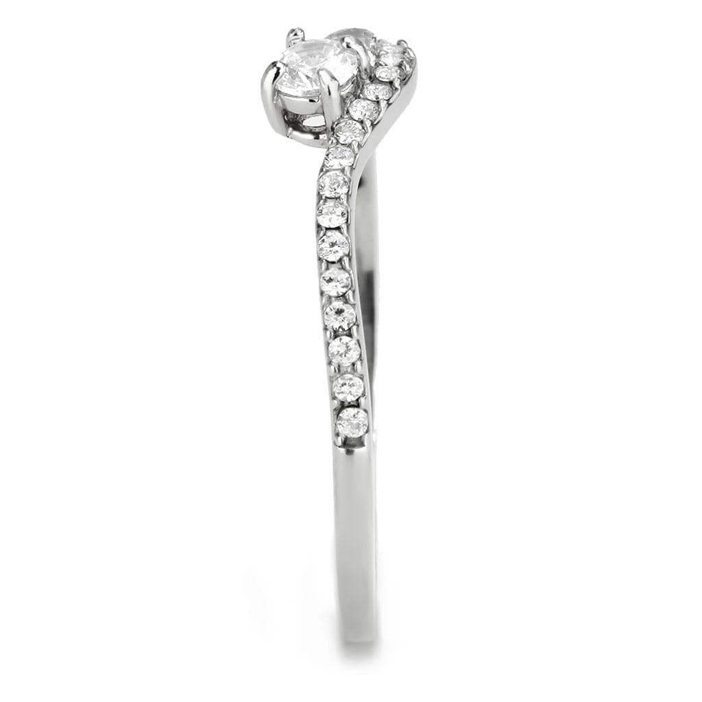 Alamode High polished (no plating) Stainless Steel Ring with AAA Grade CZ in Clear - Alamode - Flyclothing LLC