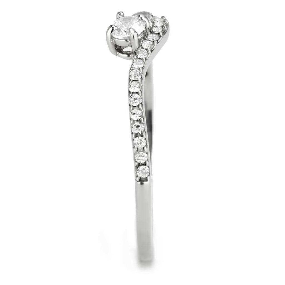 Alamode High polished (no plating) Stainless Steel Ring with AAA Grade CZ in Clear - Alamode - Flyclothing LLC