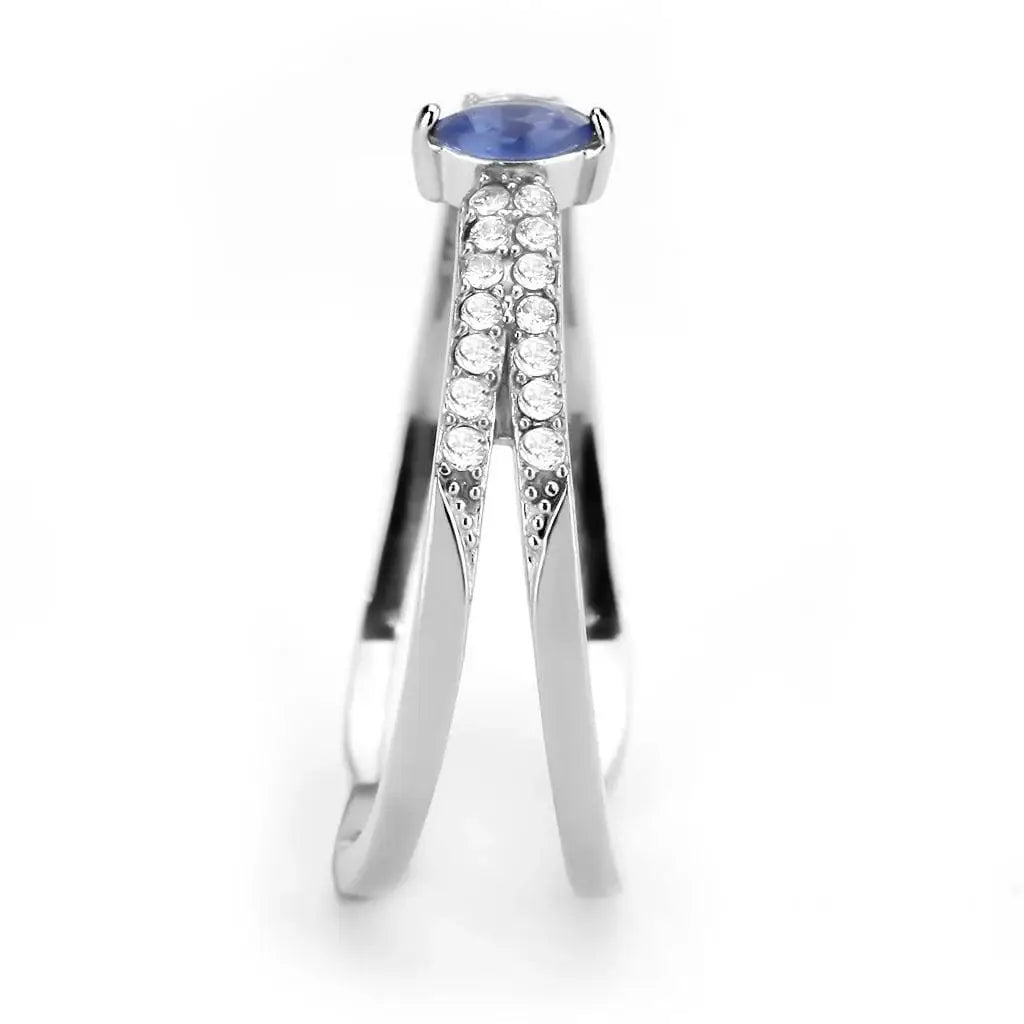 Alamode High polished (no plating) Stainless Steel Ring with Synthetic in Montana - Alamode - Flyclothing LLC