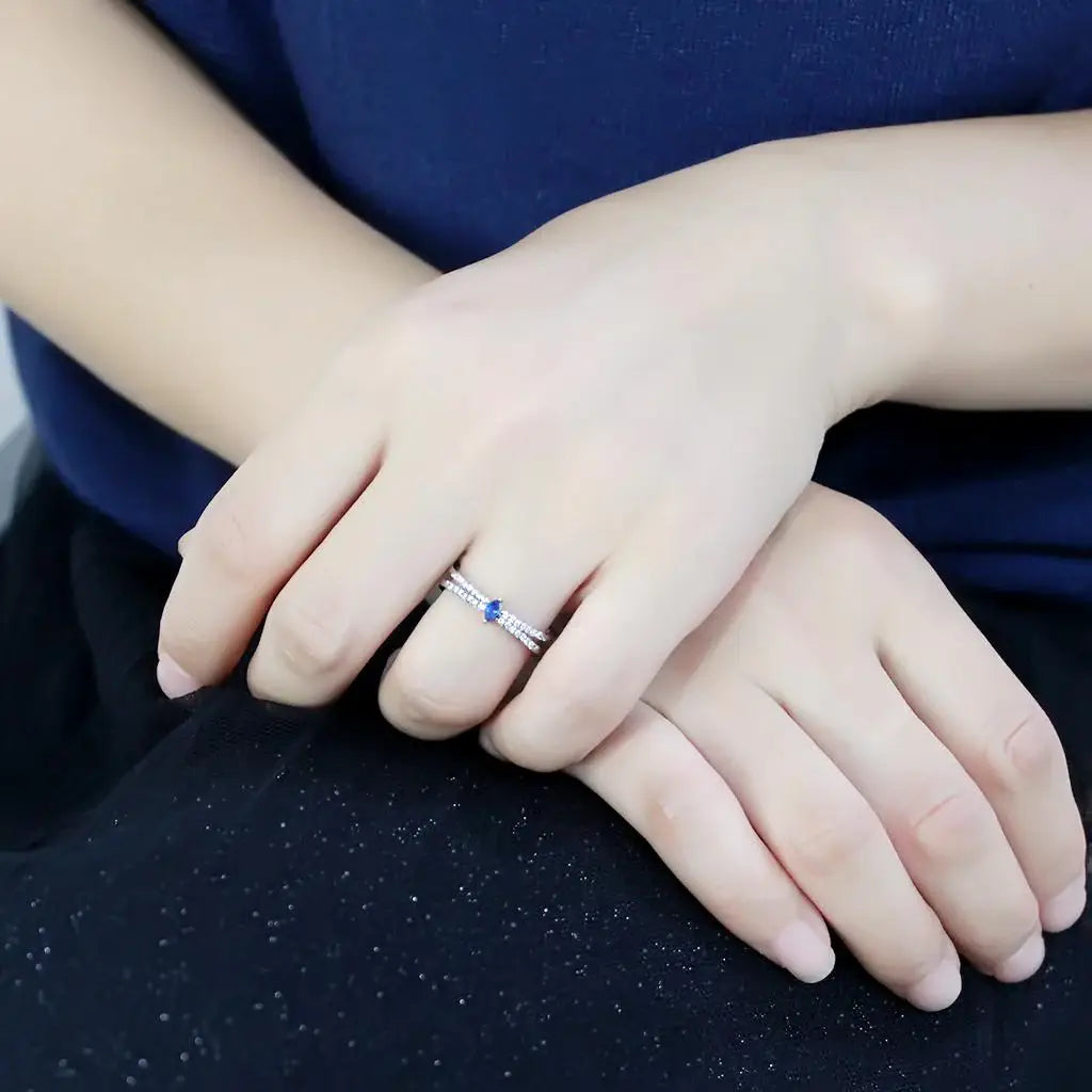 Alamode High polished (no plating) Stainless Steel Ring with Synthetic in Montana - Alamode - Flyclothing LLC