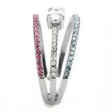 Alamode High polished (no plating) Stainless Steel Ring with AAA Grade CZ in Multi Color - Alamode - Flyclothing LLC