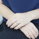 Alamode IP Gold(Ion Plating) Stainless Steel Ring with AAA Grade CZ in Clear - Alamode - Flyclothing LLC