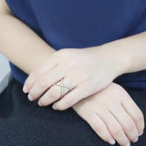 Alamode IP Gold(Ion Plating) Stainless Steel Ring with AAA Grade CZ in Clear - Alamode - Flyclothing LLC