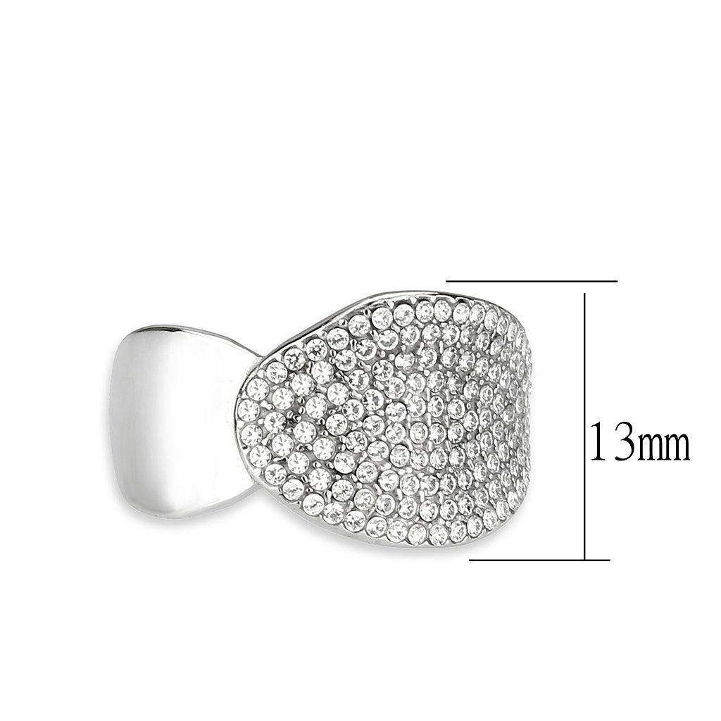 Alamode High polished (no plating) Stainless Steel Ring with AAA Grade CZ in Clear - Alamode - Flyclothing LLC