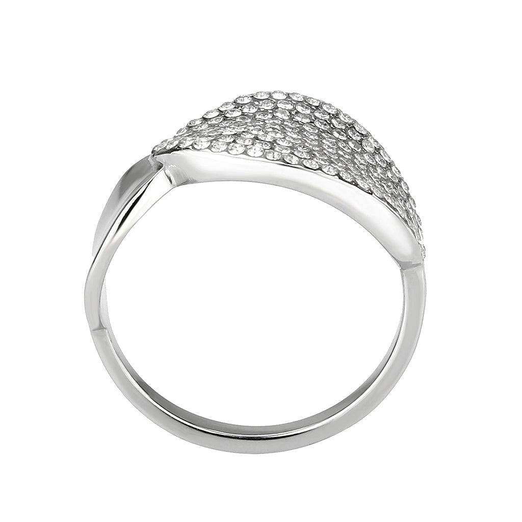 Alamode High polished (no plating) Stainless Steel Ring with AAA Grade CZ in Clear - Alamode - Flyclothing LLC