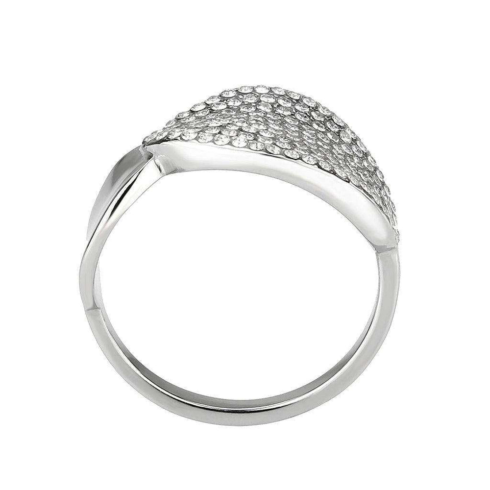 Alamode High polished (no plating) Stainless Steel Ring with AAA Grade CZ in Clear - Alamode - Flyclothing LLC