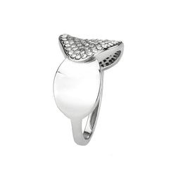 Alamode High polished (no plating) Stainless Steel Ring with AAA Grade CZ in Clear - Alamode