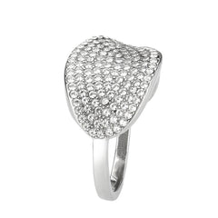 Alamode High polished (no plating) Stainless Steel Ring with AAA Grade CZ in Clear - Flyclothing LLC