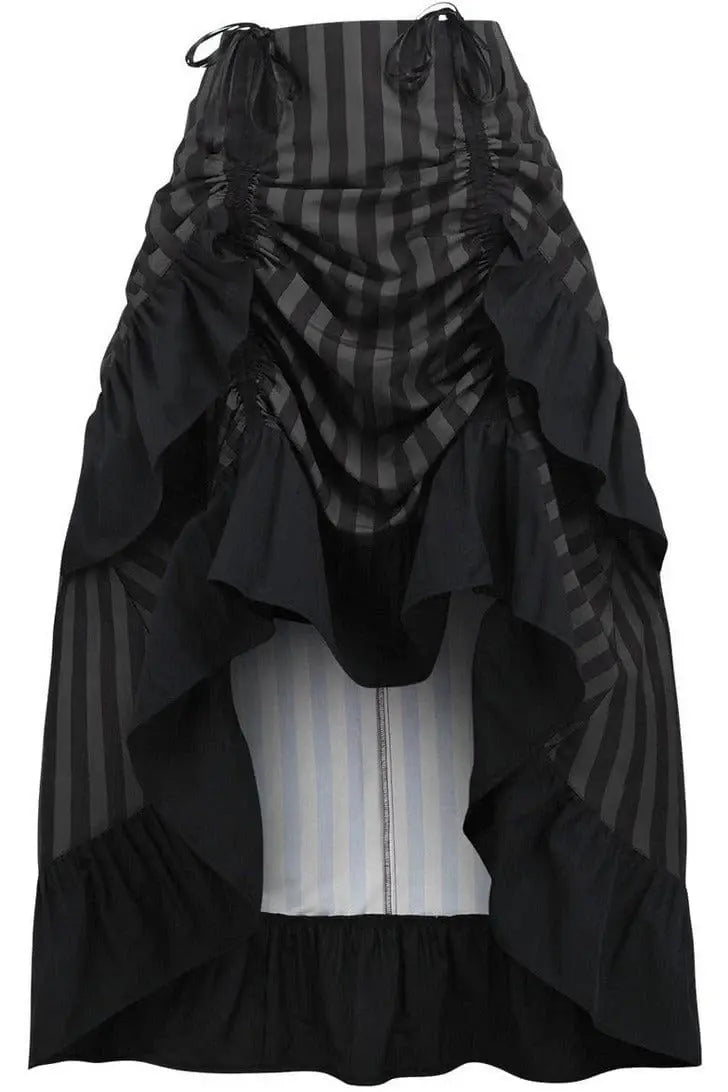Daisy Corsets Black/Grey Stripe Adjustable High Low Skirt - Daisy Corsets - Flyclothing LLC
