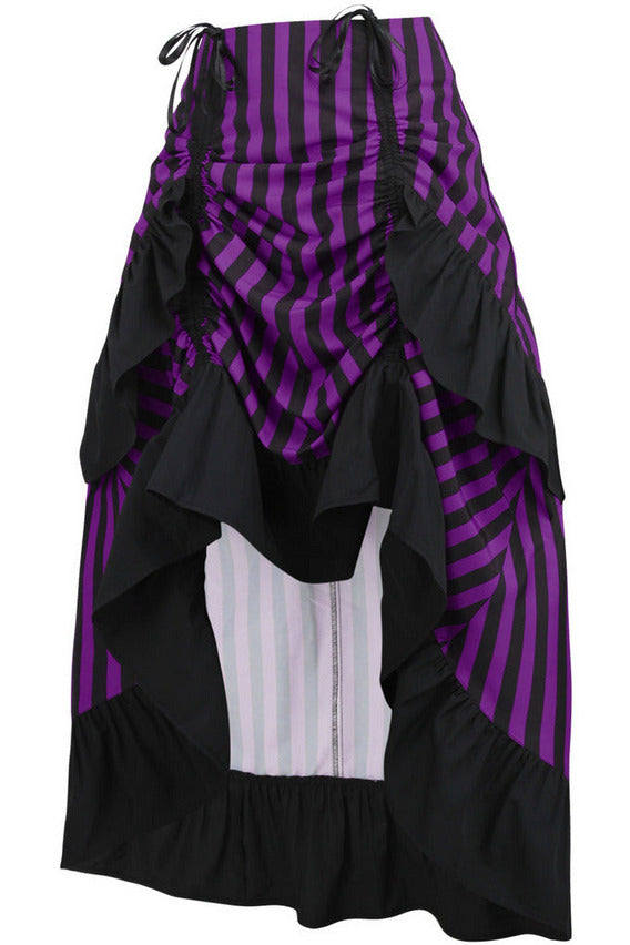 Daisy Corsets Black/Purple Stripe Adjustable High Low Skirt