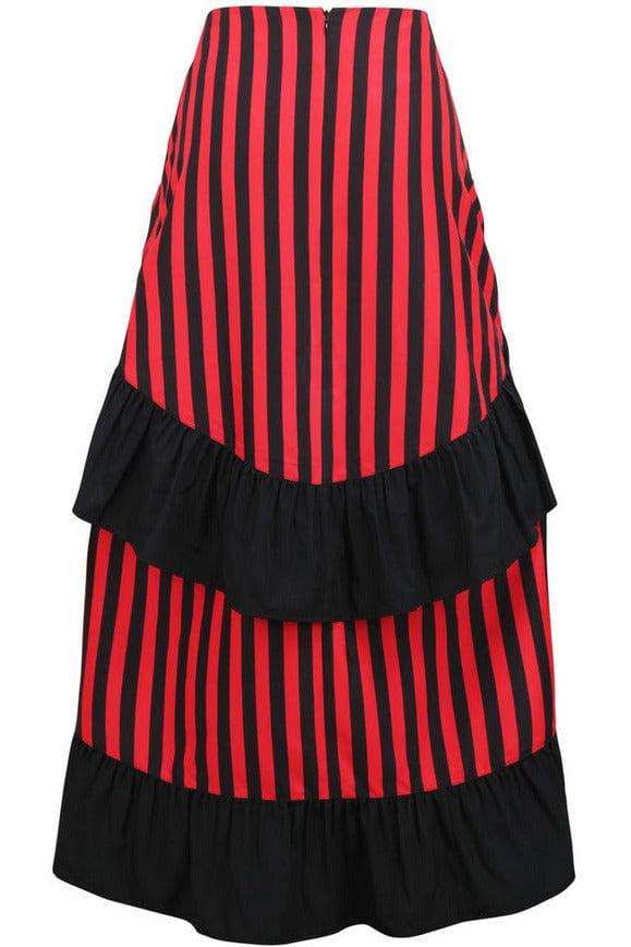 Daisy Corsets Black/Red Stripe Adjustable High Low Skirt - Daisy Corsets - Flyclothing LLC