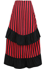 Daisy Corsets Black/Red Stripe Adjustable High Low Skirt