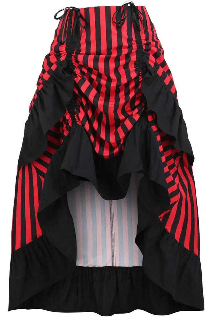 Daisy Corsets Black/Red Stripe Adjustable High Low Skirt - Daisy Corsets - Flyclothing LLC