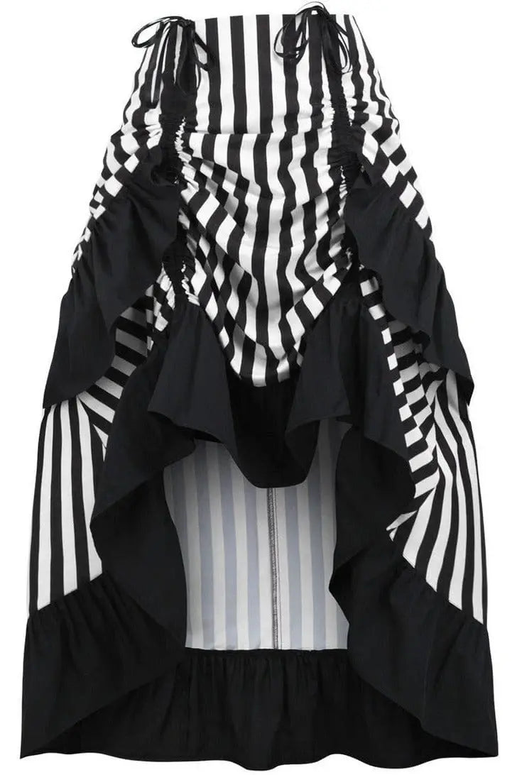Daisy Corsets Black/White Stripe Adjustable High Low Skirt - Daisy Corsets - Flyclothing LLC