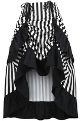 Daisy Corsets Black/White Stripe Adjustable High Low Skirt - Daisy Corsets - Flyclothing LLC