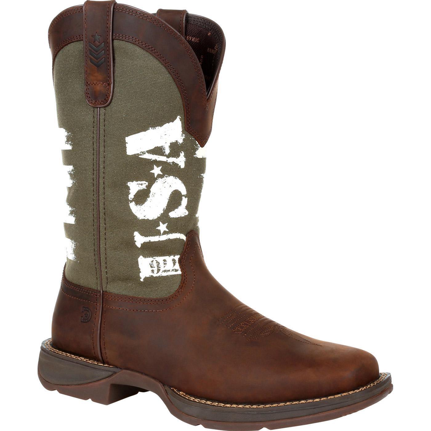 Rebel™ by Durango® Army Green USA Print Western Boot - Durango