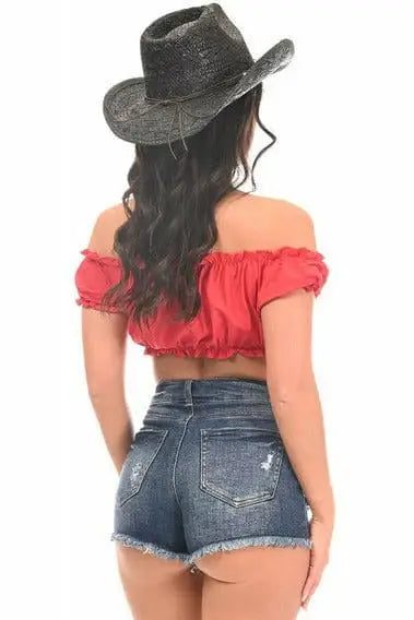 Daisy Corsets Red Peasant Top - Daisy Corsets - Flyclothing LLC