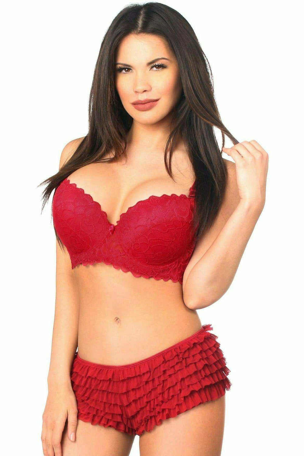 Daisy Corsets Wine Ruffle Panty w/Bow - Daisy Corsets - Flyclothing LLC
