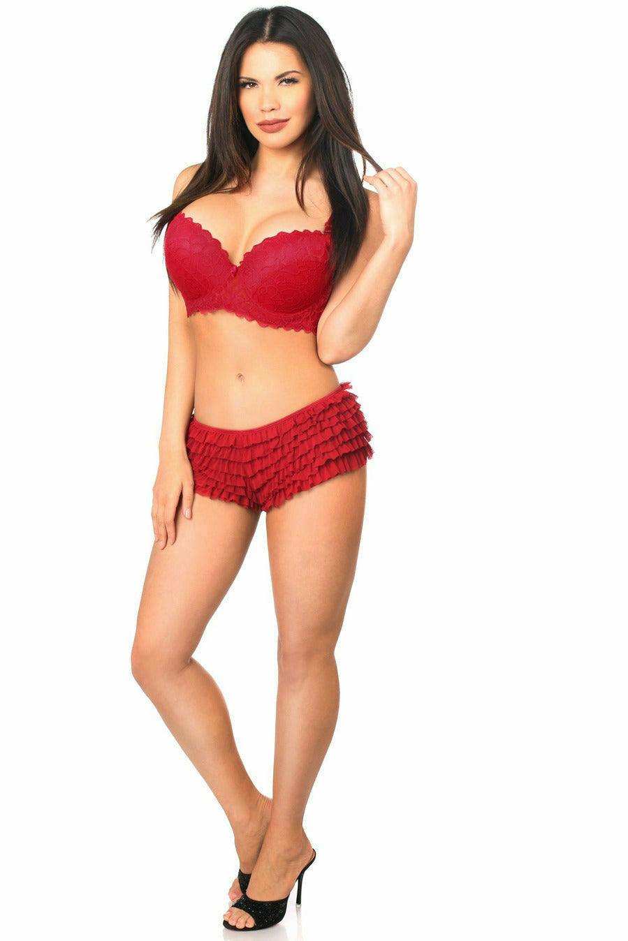 Daisy Corsets Wine Ruffle Panty w/Bow - Daisy Corsets - Flyclothing LLC