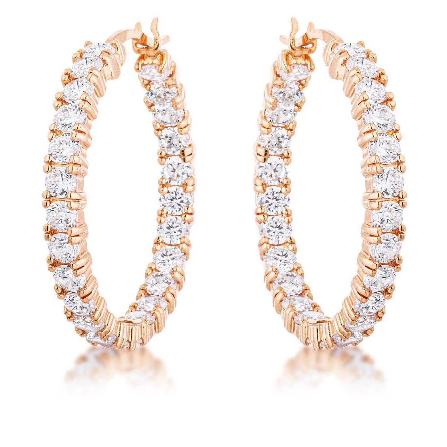 Rose Gold Plated CZ Hoop Earrings - JGI - Flyclothing LLC