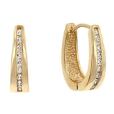 Elegant Goldtone Finish Cubic Zirconia Hoop Earrings - JGI - Flyclothing LLC