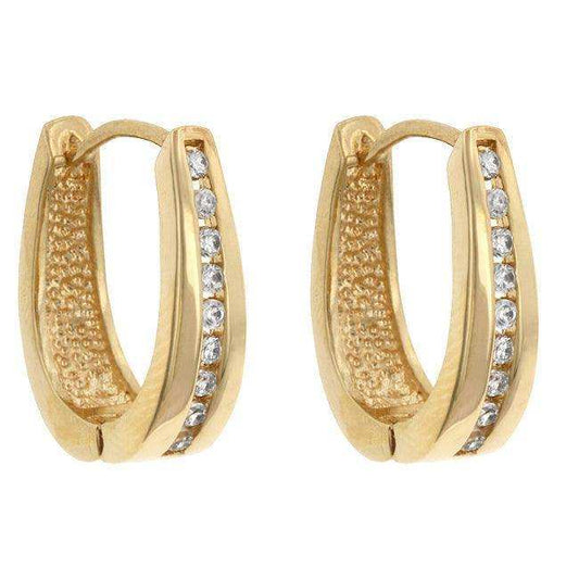 Elegant Goldtone Finish Cubic Zirconia Hoop Earrings - JGI - Flyclothing LLC