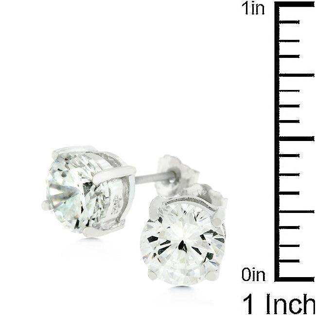 Clear Silver Round Studs 6.25 MM Earrings - JGI - Flyclothing LLC