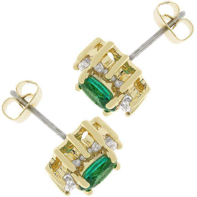 Emerald Flower Stud Earrings - JGI - Flyclothing LLC