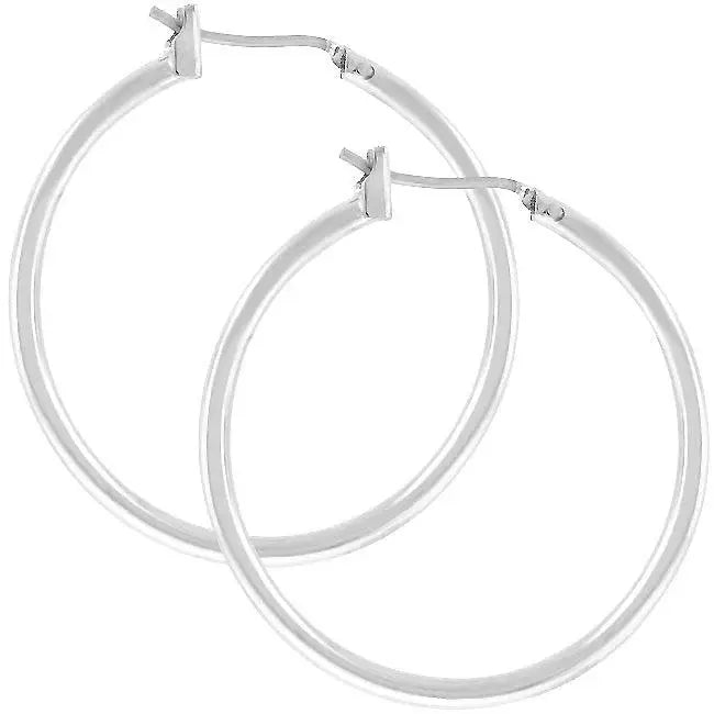 Silvertone Finish Hoop Earrings - JGI - Flyclothing LLC
