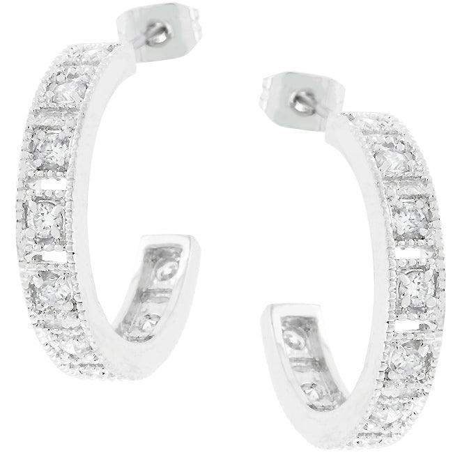 Studded Cubic Zirconia Hooplet Earrings - JGI - Flyclothing LLC