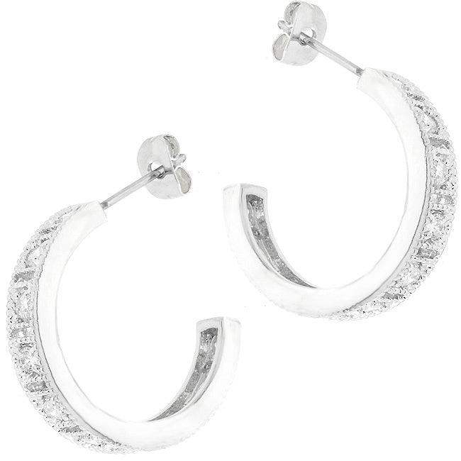 Studded Cubic Zirconia Hooplet Earrings - JGI - Flyclothing LLC