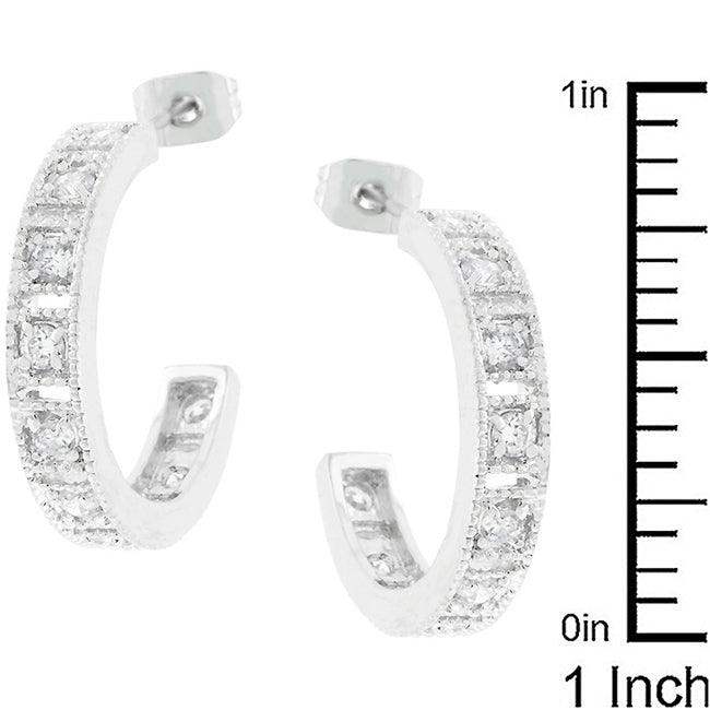 Studded Cubic Zirconia Hooplet Earrings - JGI - Flyclothing LLC