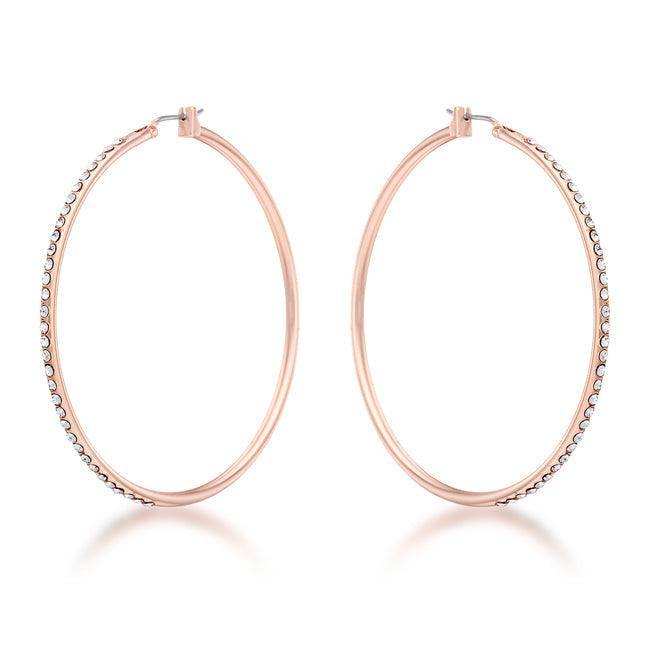 Large Rosegold Hoop Earrings with Crystals - JGI - Flyclothing LLC