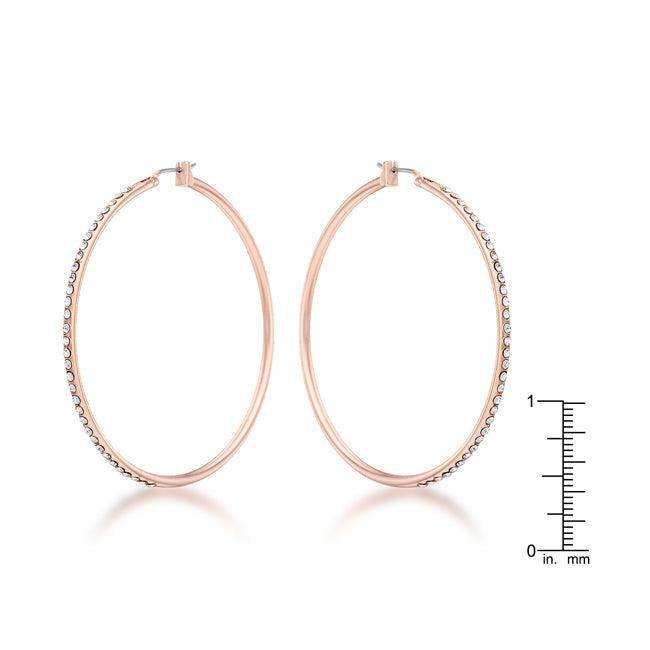 Large Rosegold Hoop Earrings with Crystals - JGI - Flyclothing LLC