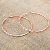 Large Rosegold Hoop Earrings with Crystals - JGI - Flyclothing LLC