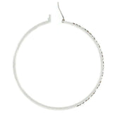 2 Inch Rhodium Plated Finish Cubic Zirconia Hoop Earrings - JGI - Flyclothing LLC