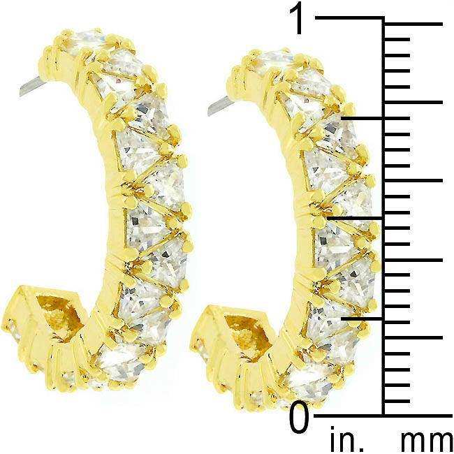 Trillion Cut Cubic Zirconia Hoop Earrings Goldtone Finish - JGI - Flyclothing LLC