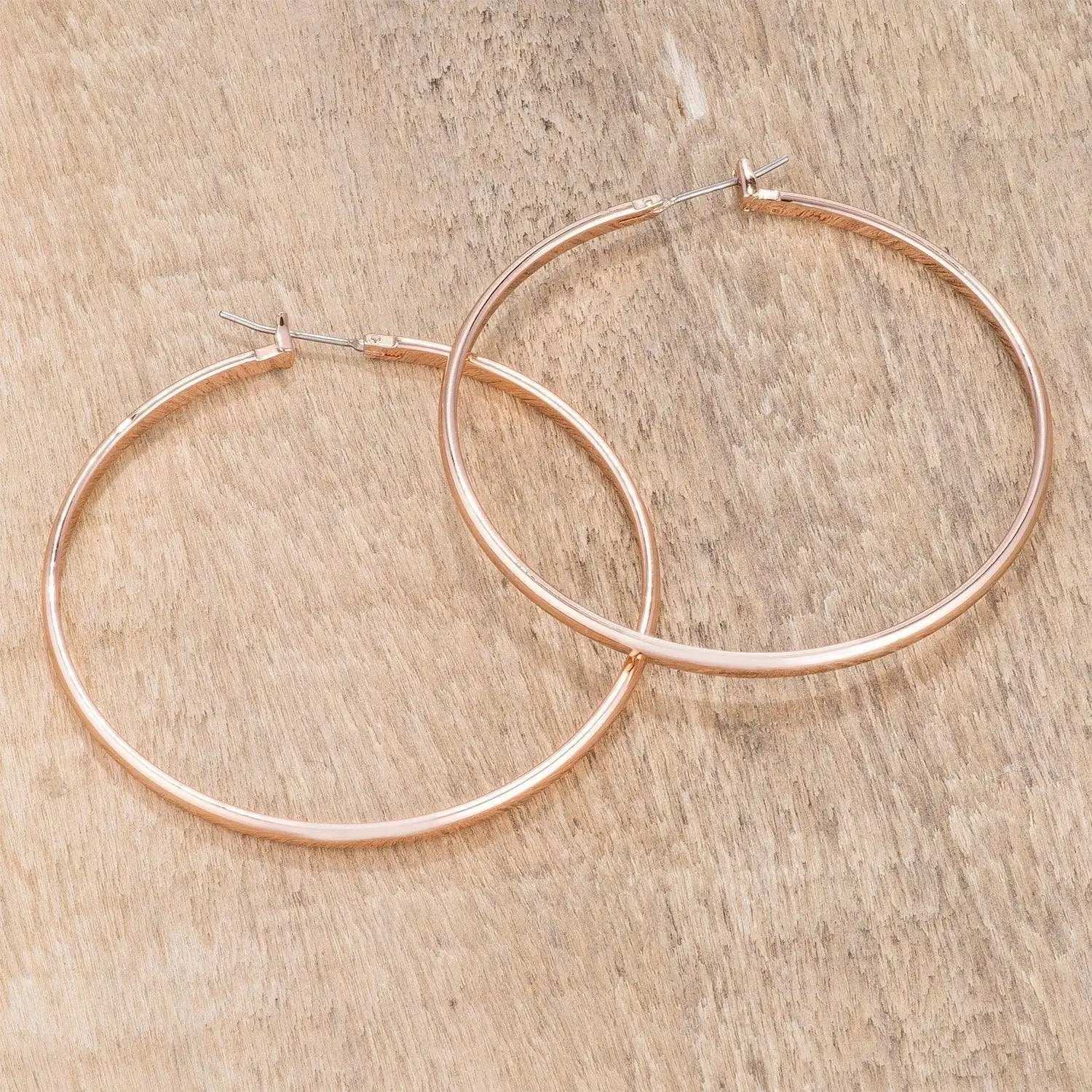 55mm Rose Gold Plated Classic Hoop Earrings - JGI - Flyclothing LLC