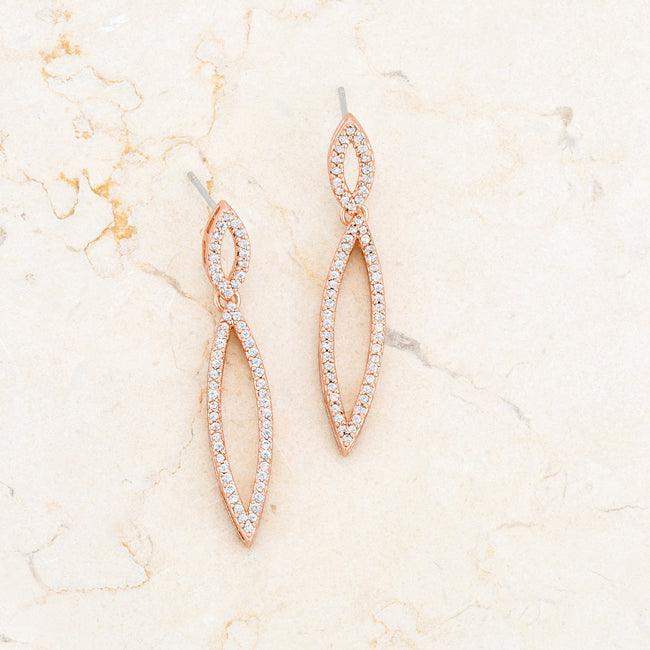 Sara 1.2ct CZ Rose Gold Delicate Double Teardrop Drop Earrings - JGI - Flyclothing LLC