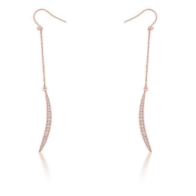 Luna 0.5ct CZ Rose Gold Delicate Moon Drop Earrings - JGI - Flyclothing LLC