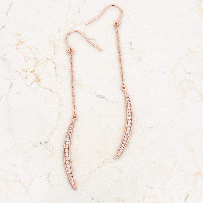 Luna 0.5ct CZ Rose Gold Delicate Moon Drop Earrings - JGI - Flyclothing LLC