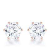 Reign 3.4ct CZ Rose Gold Stainless Steel Stud Earrings - JGI - Flyclothing LLC