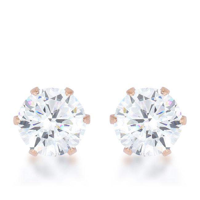 Reign 3.4ct CZ Rose Gold Stainless Steel Stud Earrings - JGI - Flyclothing LLC